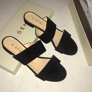 M Gemi black suede sandals